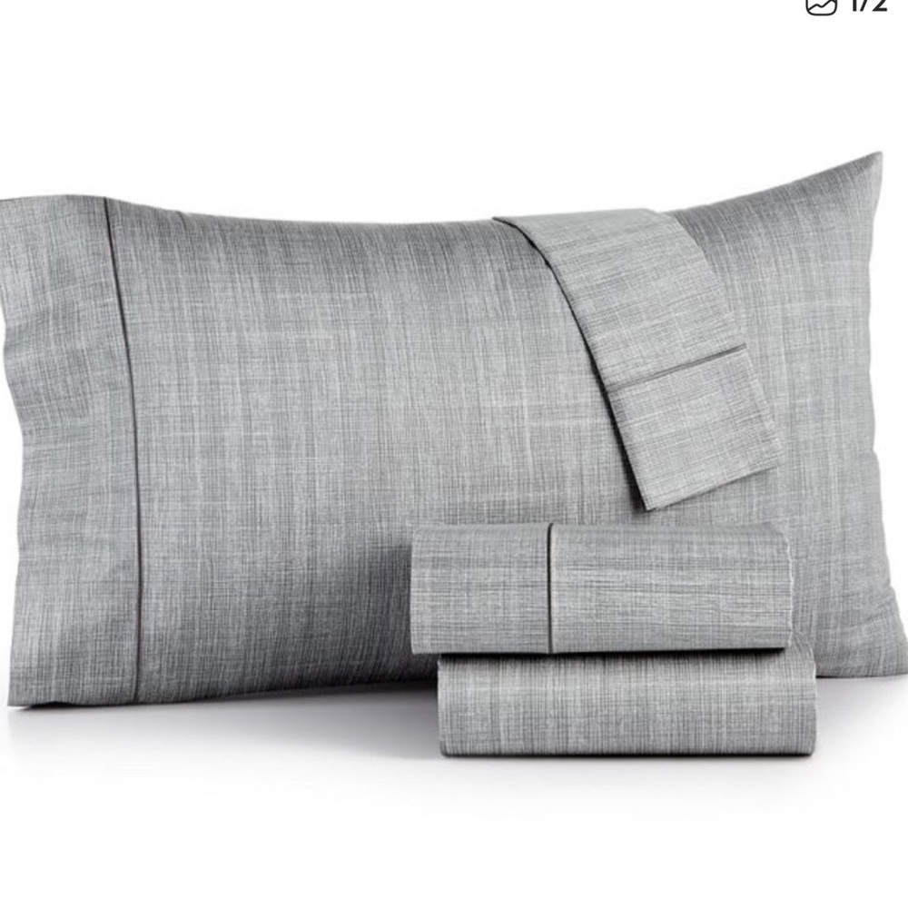 NWT Hotel Collection Modern Grid Pima cotton gray king pillowcases